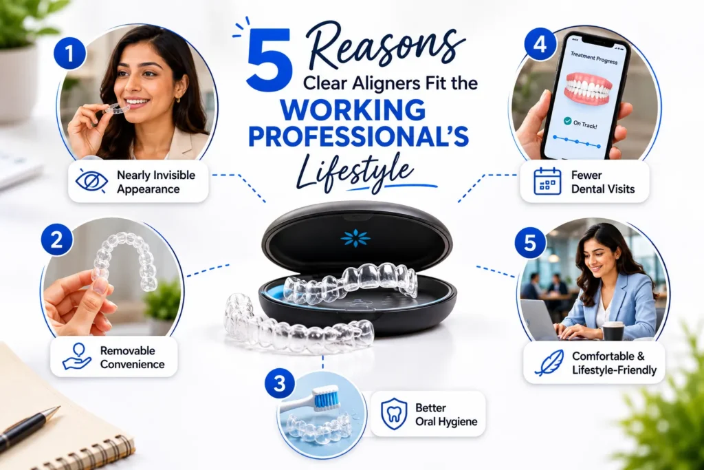 reasons why working profssional choose clear aligners Reasons Clear Aligners(Invisalign) Fit the Working Professional's Lifestyle