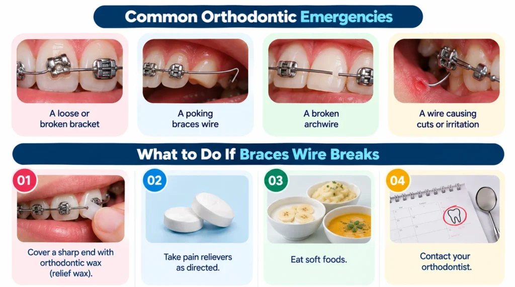 Common Orthodontic Emergencies Guide What to Do If Braces Wire Breaks in Orthodontic Emergencies